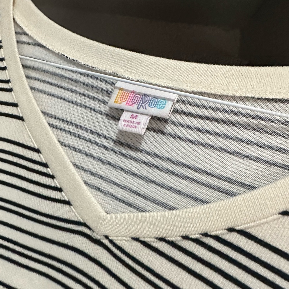 LuLaRoe Black and White Striped Tee